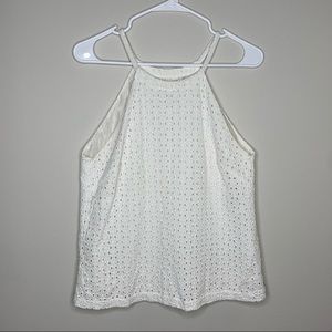 Amour Vert Eyelet Silk Halter Top